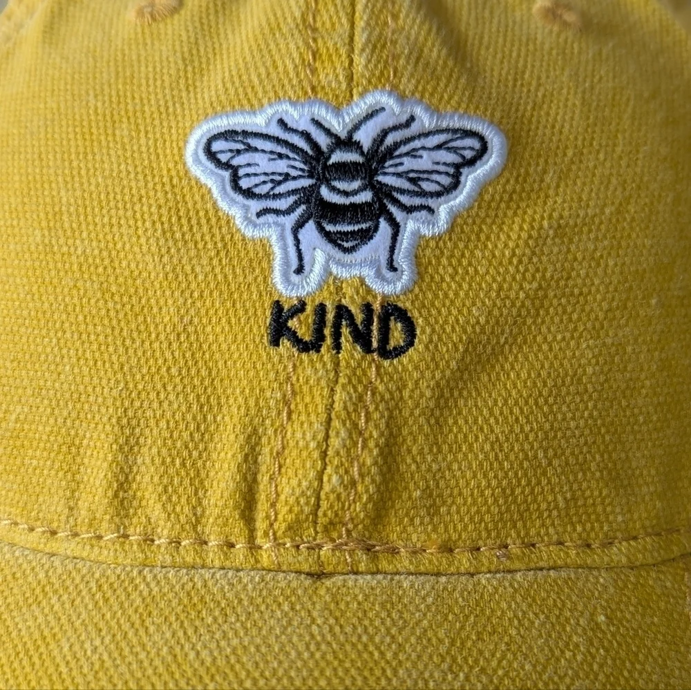 NWOT Bee Kind Bumblebee Marigold Yellow Ball Cap Dad Hat One Size 100% Cotton